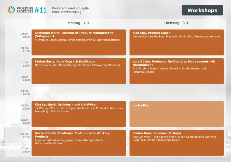 Fahrplan der Online-Workshops am 7. und 8. September