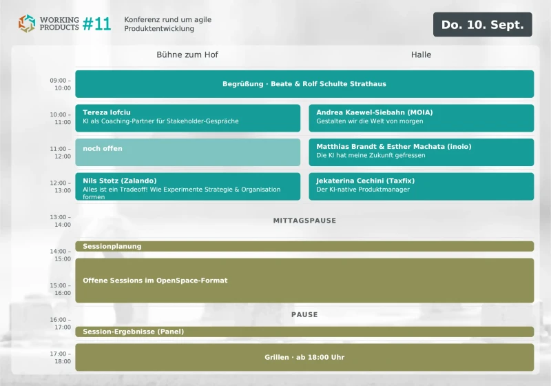 Fahrplan Donnerstag, 10. September