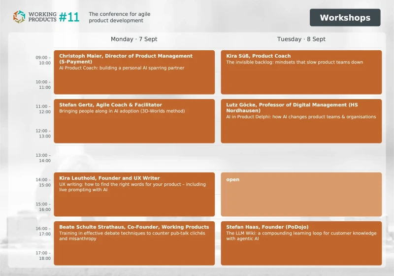 Schedule for the online workshops on 7 and 8 September