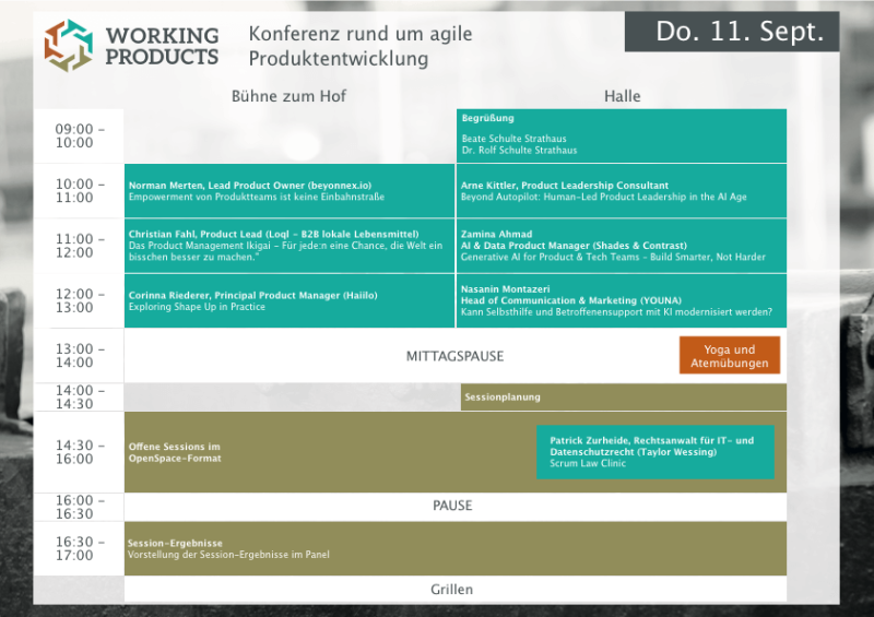 Thursday, September 11: 6 talks and OpenSpace