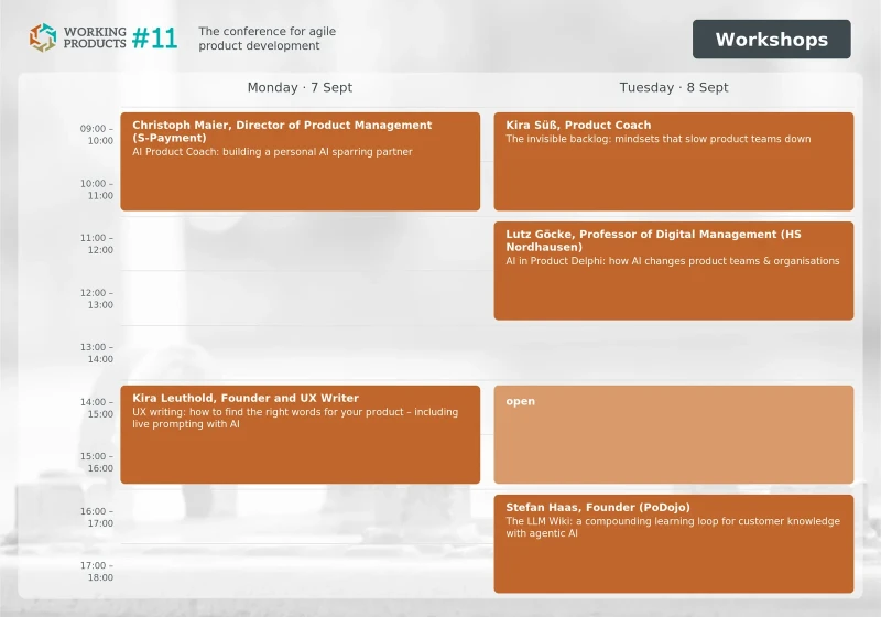 Schedule for the online workshops on 7 and 8 September