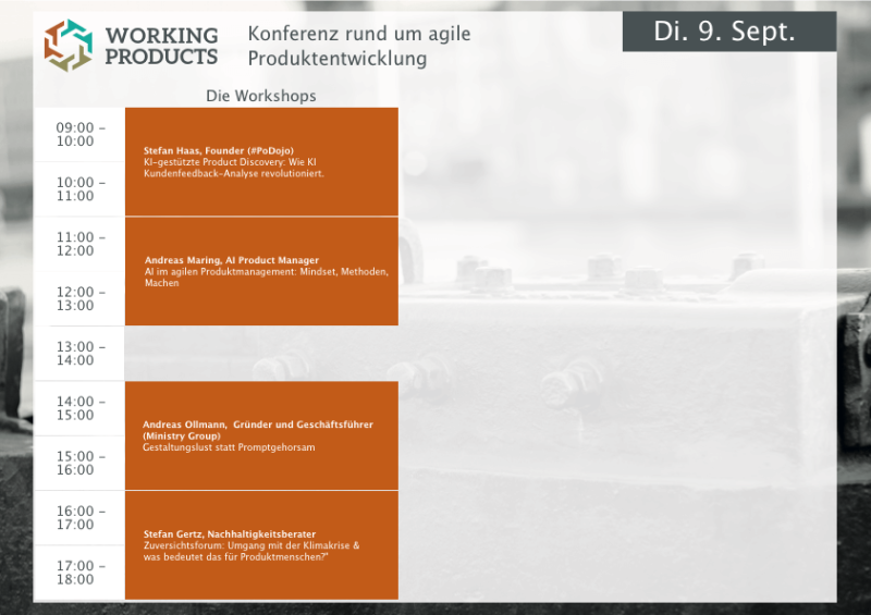 Tuesday, September 9: Online-Workshops