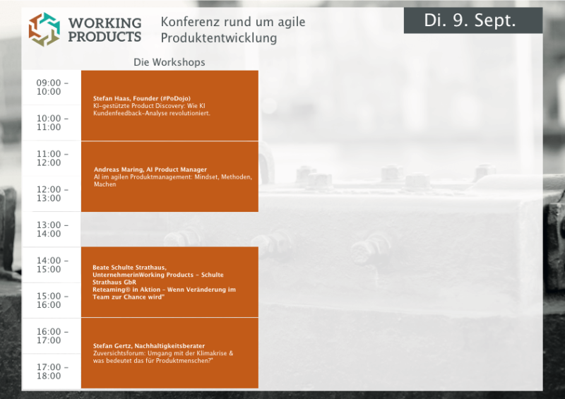 Dienstag 9. September: Online-Workshopss